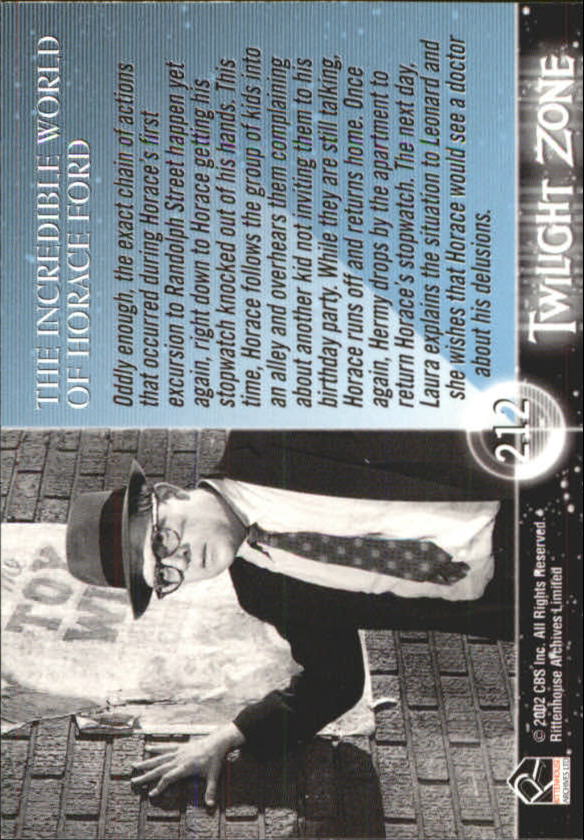 2002 Rittenhouse Twilight Zone Shadows and Substance #212 The Incredible World Of Horace Ford back image