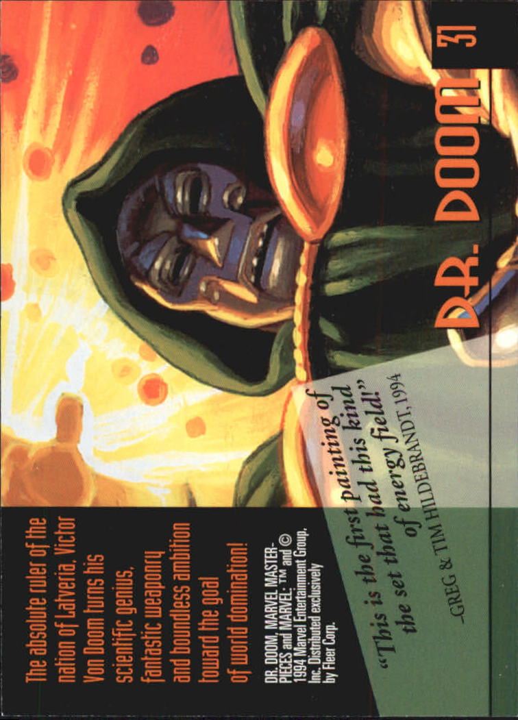 1994 Fleer Marvel Masterpieces #31 Dr. Doom back image