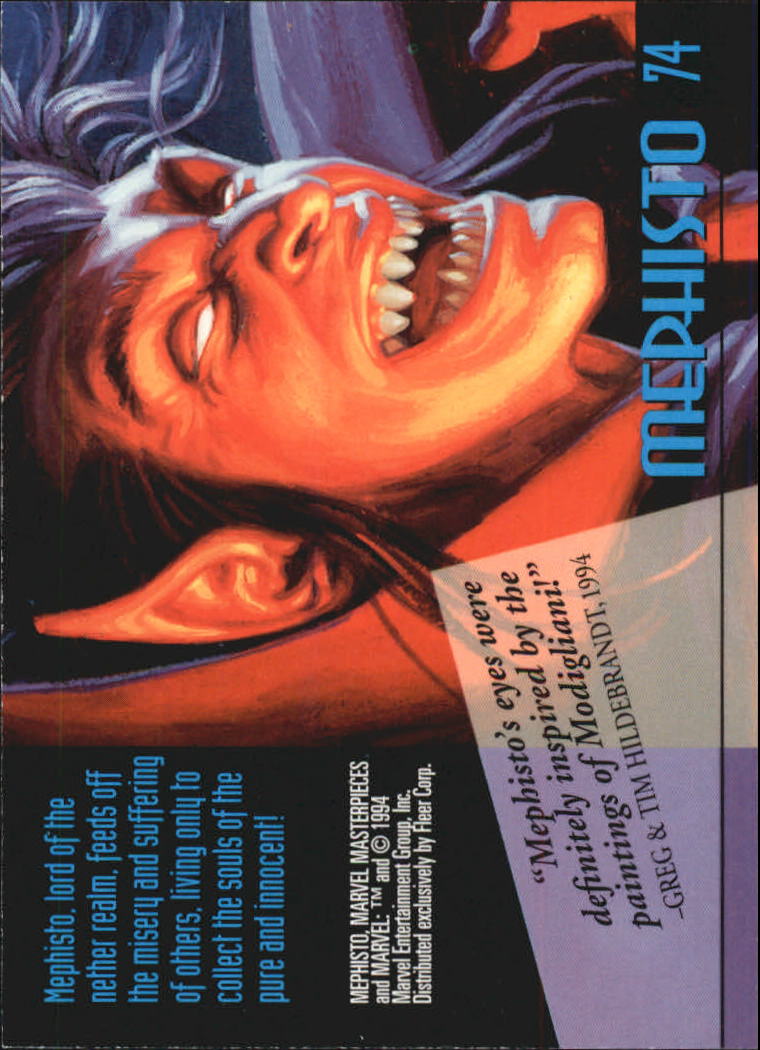 1994 Fleer Marvel Masterpieces #74 Mephisto back image