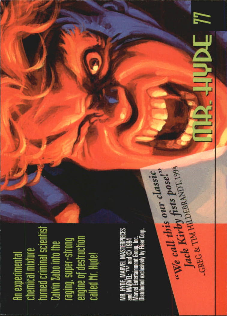 1994 Fleer Marvel Masterpieces #77 Mr. Hyde back image