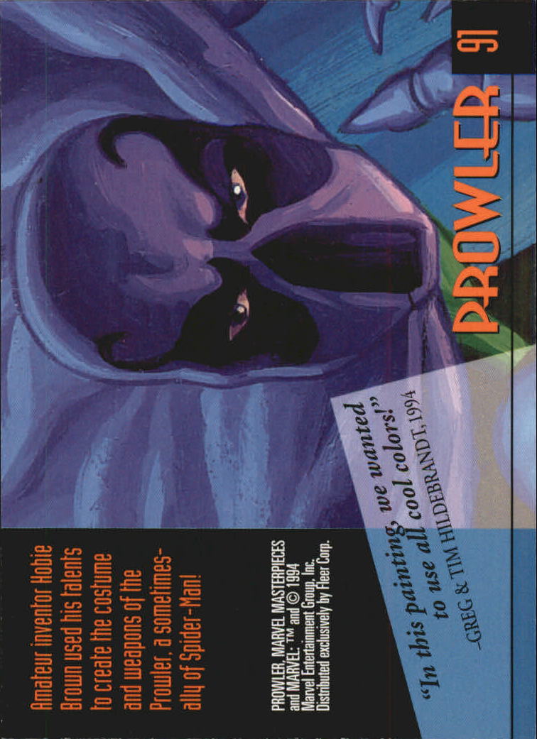 1994 Fleer Marvel Masterpieces #91 Prowler back image
