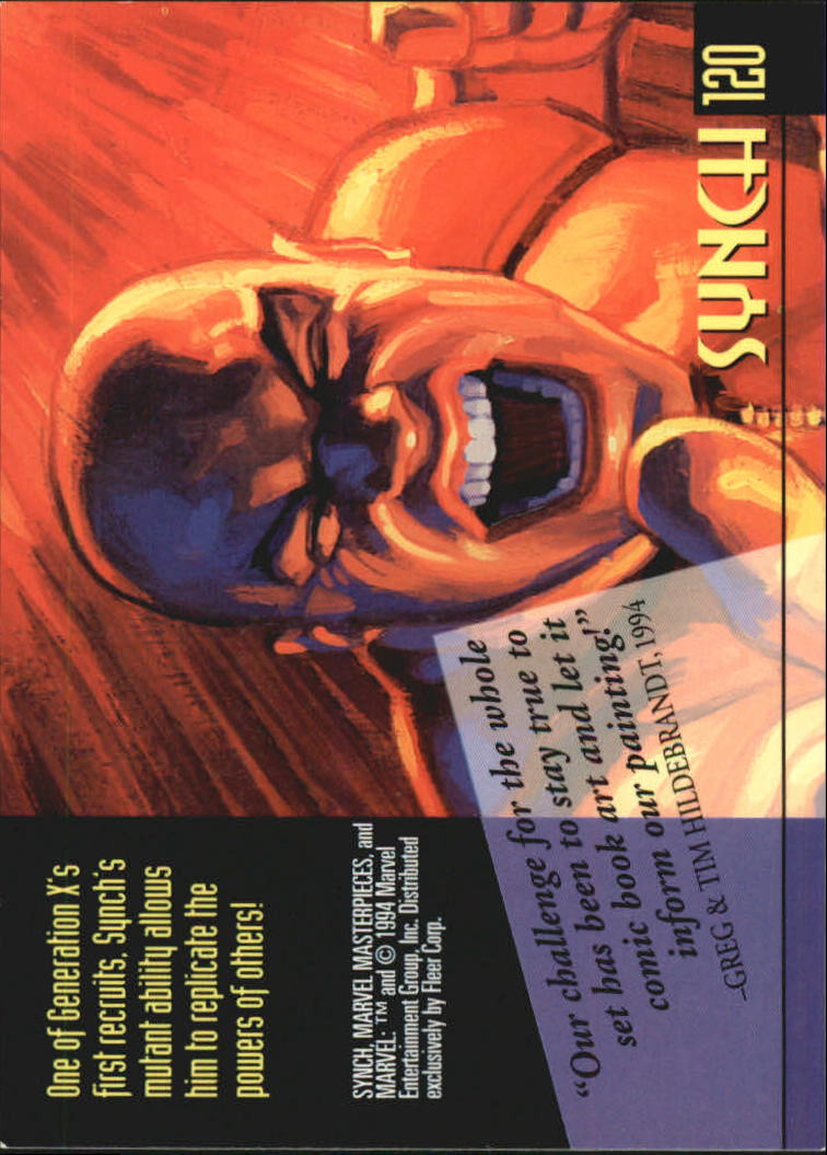 1994 Fleer Marvel Masterpieces #120 Synch back image