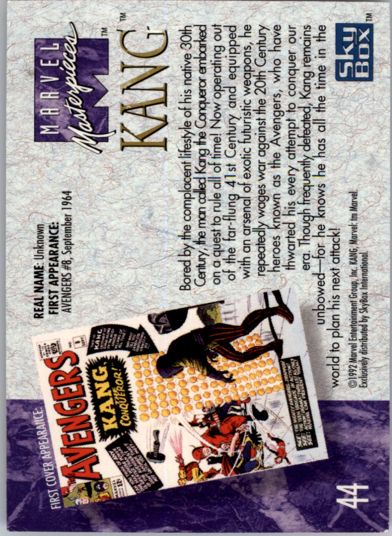 1992 SkyBox Marvel Masterpieces #44 Kang back image