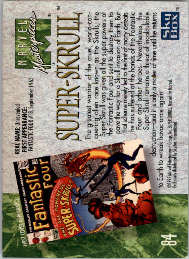 1992 SkyBox Marvel Masterpieces #84 Super Skrull back image