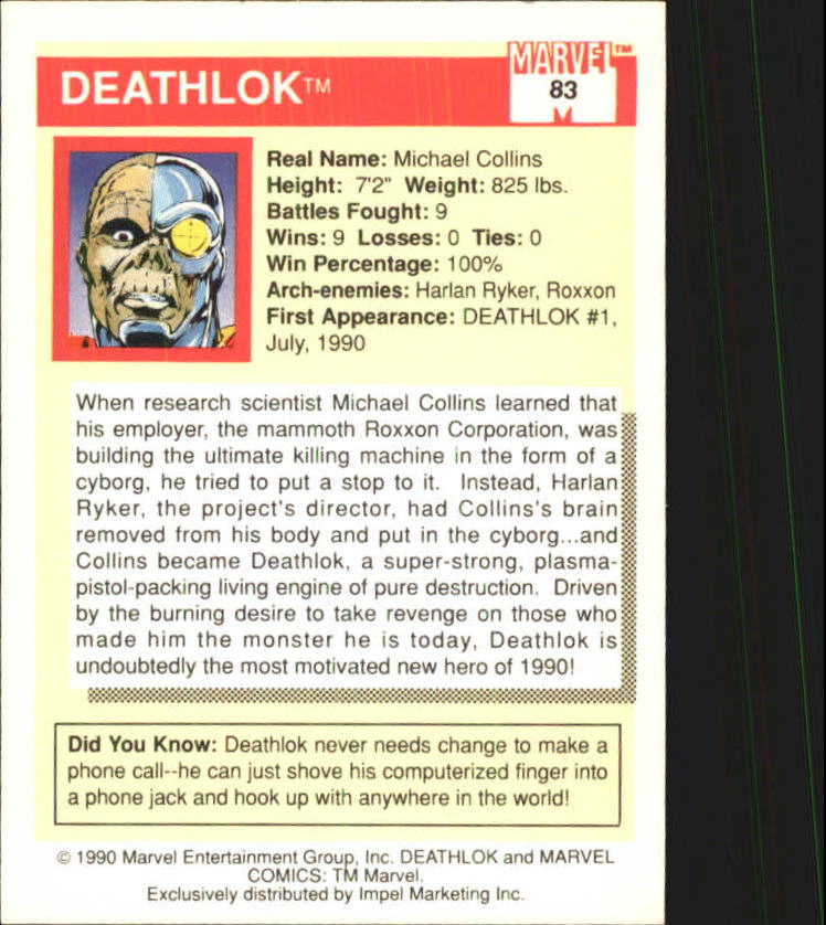 1990 Impel Marvel Universe I #83 Deathlok back image