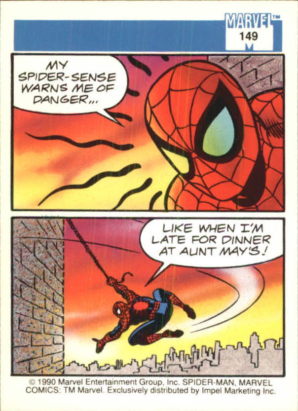 1990 Impel Marvel Universe I #149 Spider-Man back image