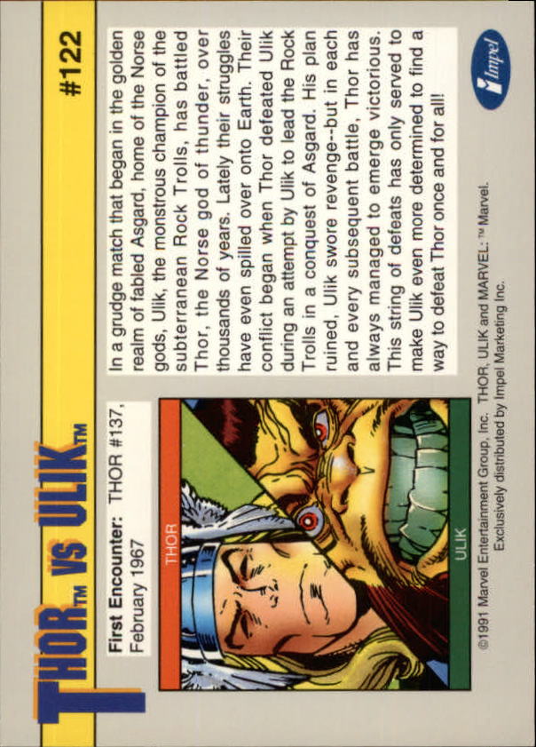 1991 Impel Marvel Universe II #122 Thor vs. Ulik back image