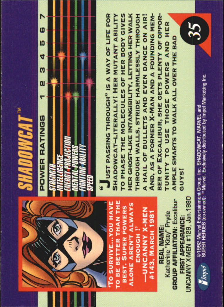 1992 Impel Marvel Universe III #35 Shadowcat back image