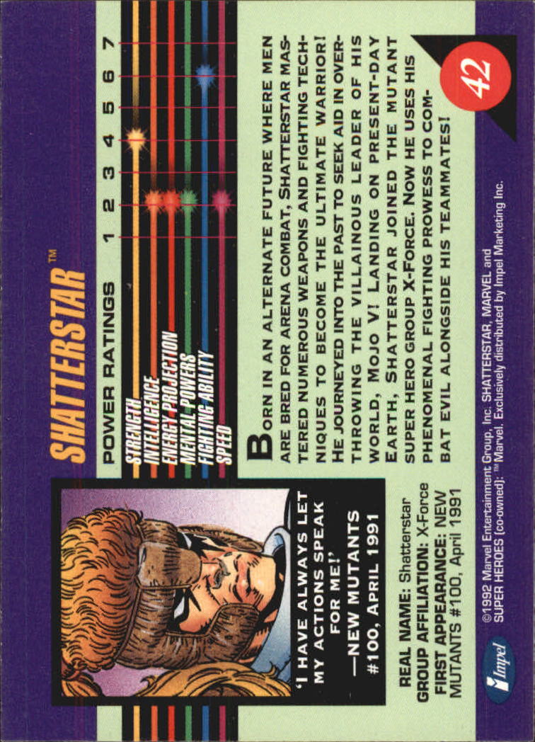 1992 Impel Marvel Universe III #42 Shatterstar back image
