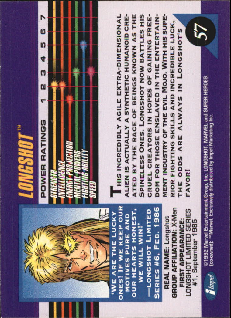 1992 Impel Marvel Universe III #57 Longshot back image