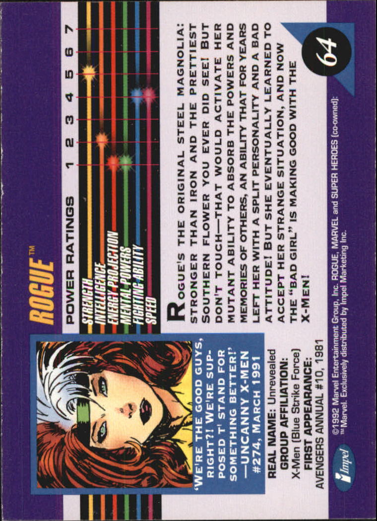 1992 Impel Marvel Universe III #64 Rogue back image