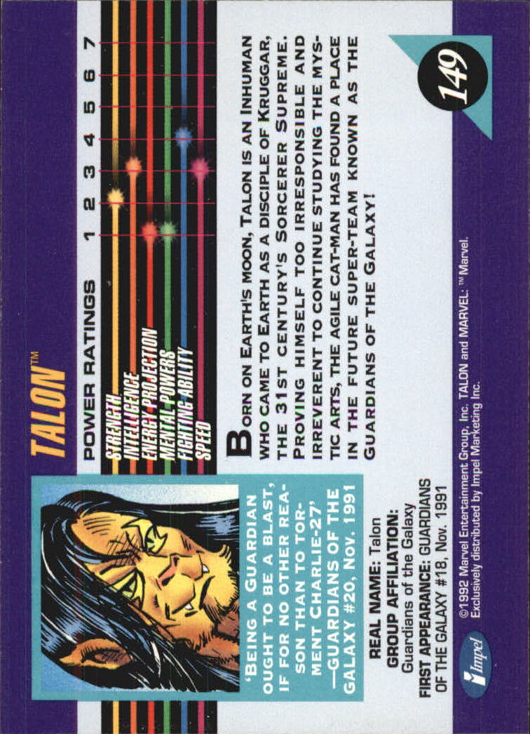 1992 Impel Marvel Universe III #149 Talon back image