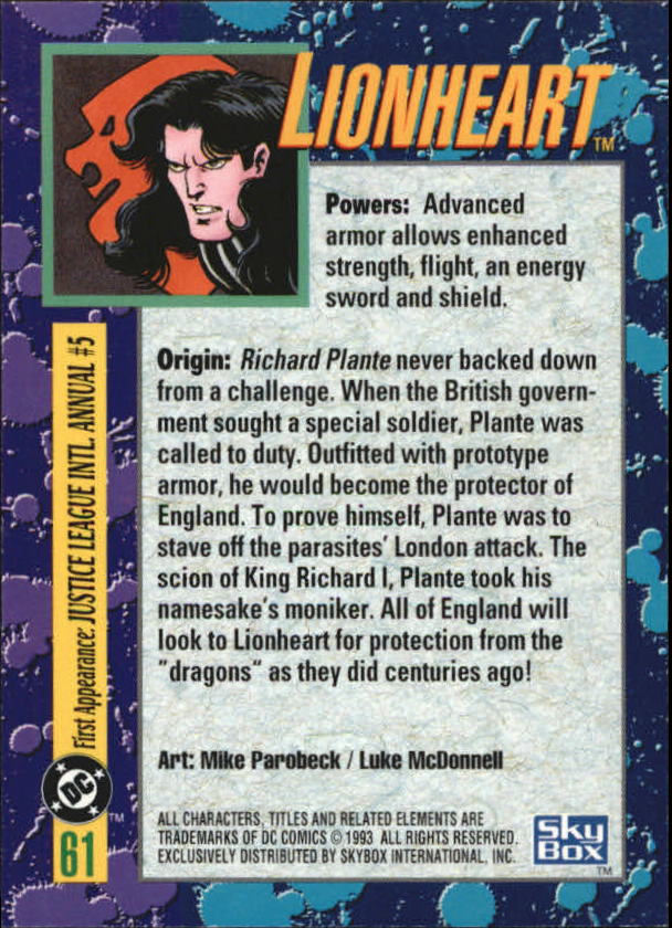 DC Bloodlines (1993 Skybox) "Main Set" Base Cards - Picture 123 of 163