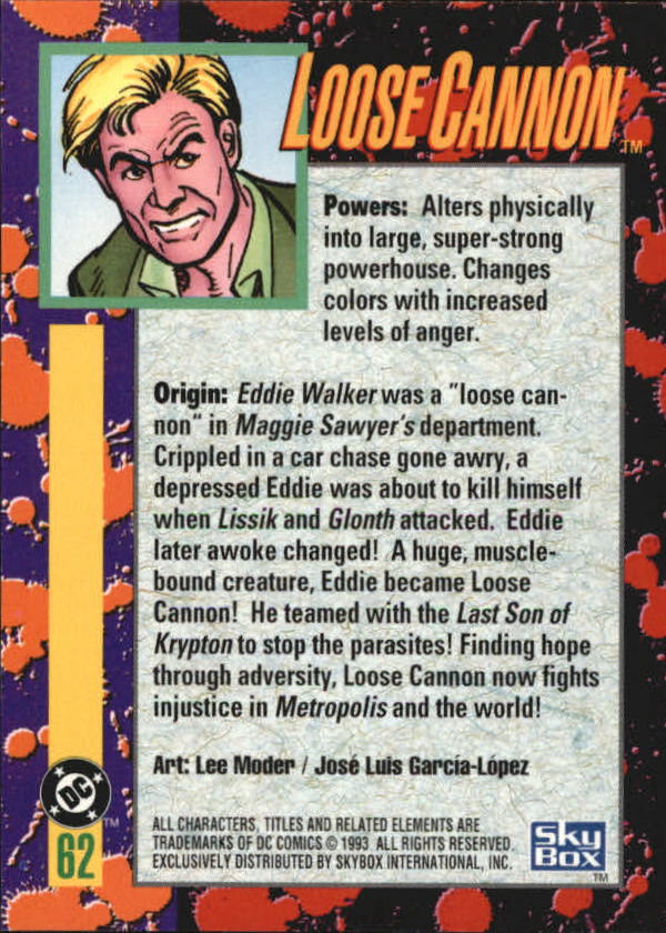 DC Bloodlines (1993 Skybox) "Main Set" Base Cards - Picture 125 of 163