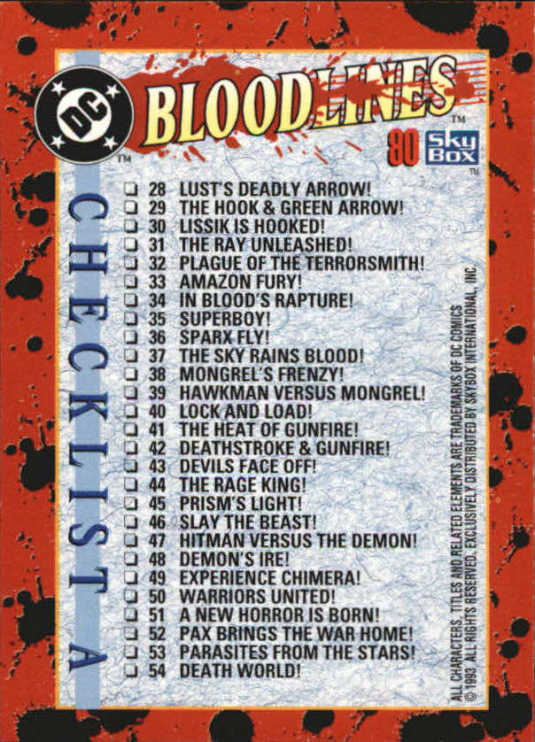 DC Bloodlines (1993 Skybox) "Main Set" Base Cards - Picture 161 of 163