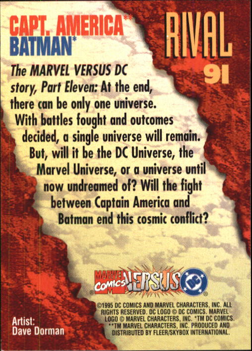 CAPTAIN AMERICA Marvel versus DC PROMO Card  1995 Fleer/SkyBox 3 Mail FREE