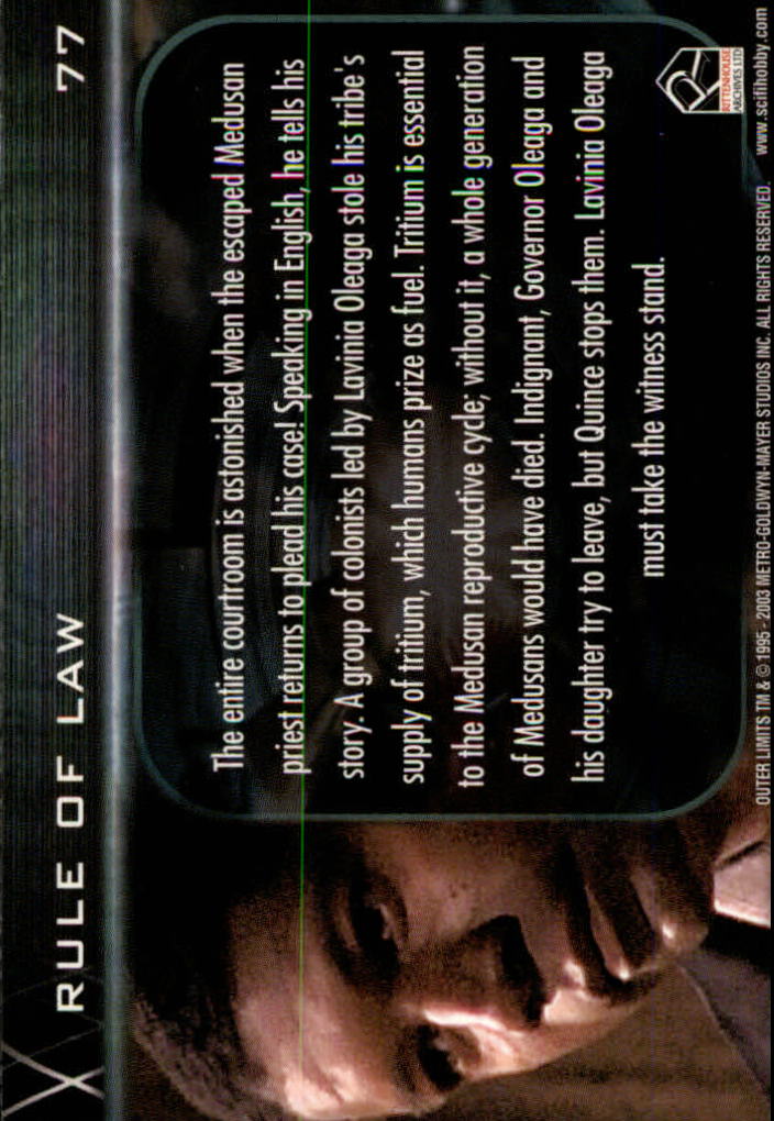 2003 Rittenhouse The Outer Limits Sex Cyborgs and Science Fiction #77 Rule of Law back image