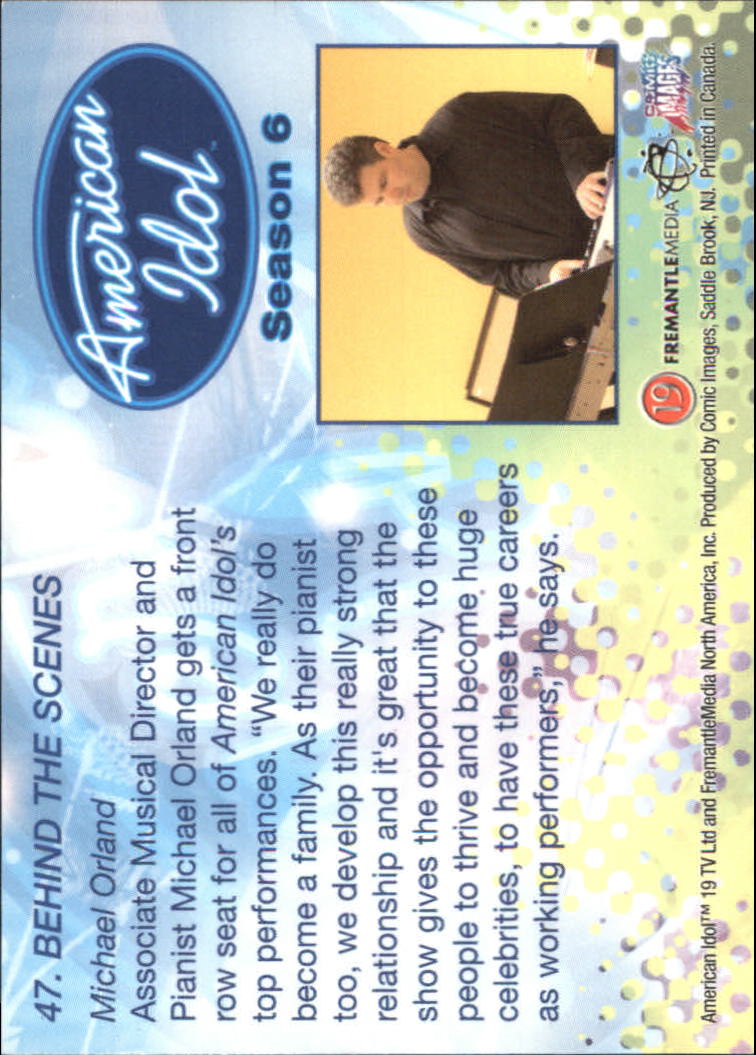 2007 Comic Images American Idol Season Six #47 Michael Orland - Associate Musical Director/Pianist back image