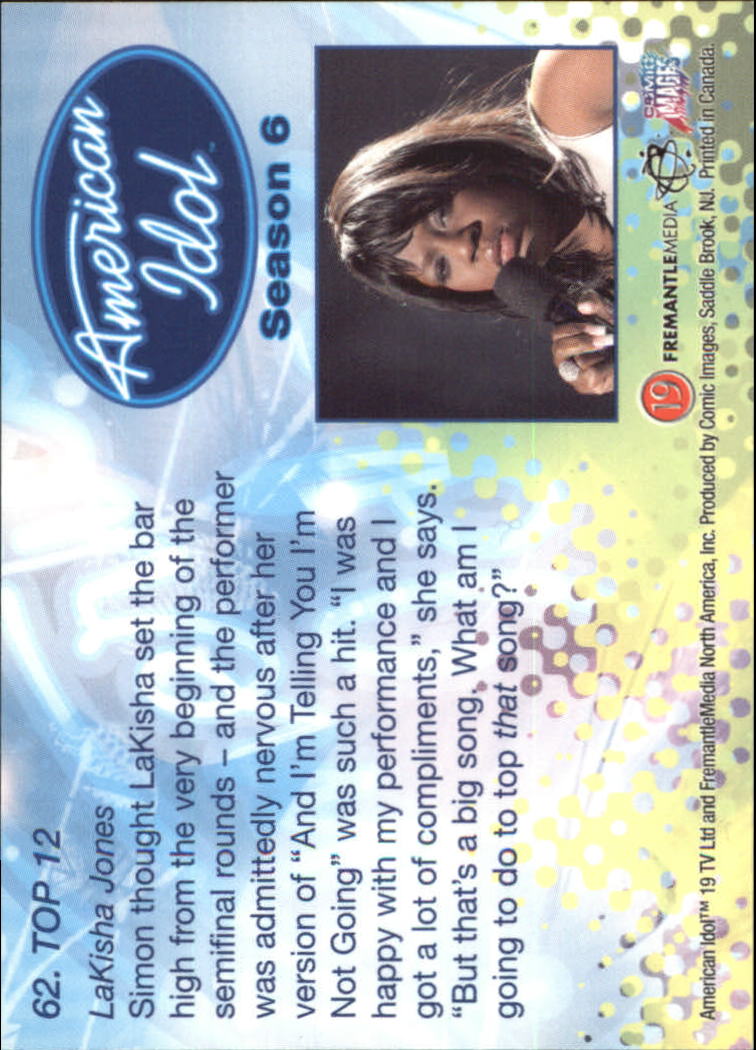2007 Comic Images American Idol Season Six #62 LaKisha Jones back image