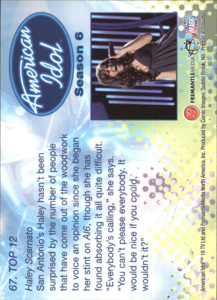 2007 Comic Images American Idol Season Six #67 Haley Scarnato back image