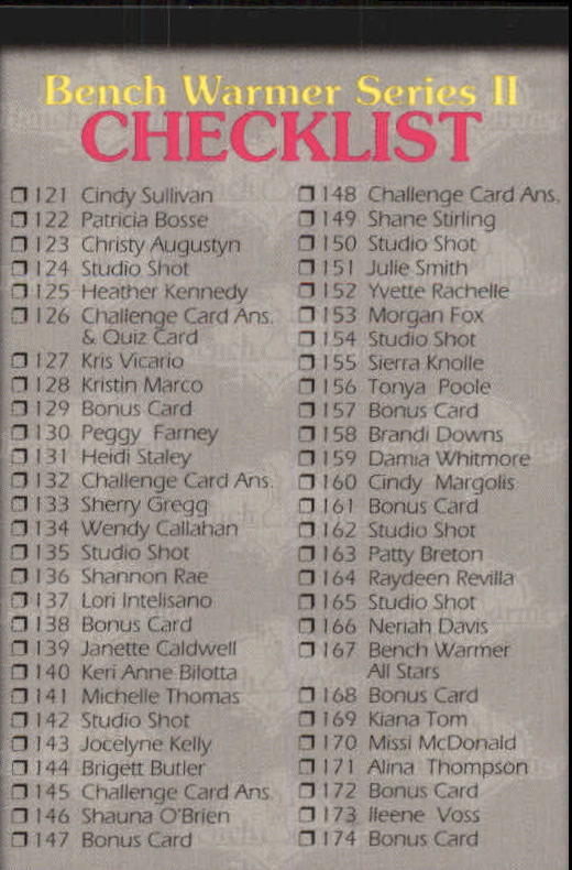 1994 Bench Warmer #220 Checklist - NM-MT