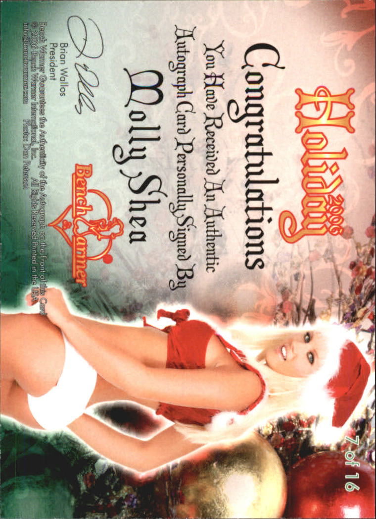 2006 Bench Warmer Holiday Autographs #7 Molly Shea back image