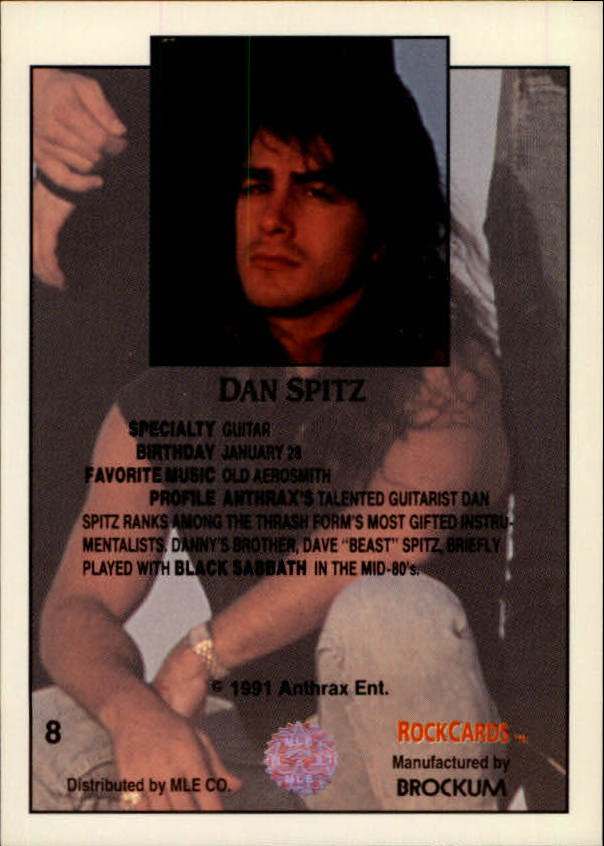 1991 Brockum Rock Cards #8 Dan Spitz back image