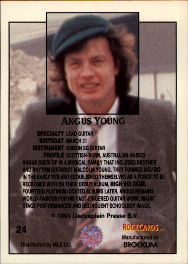 1991 Brockum Rock Cards #24 Angus Young back image