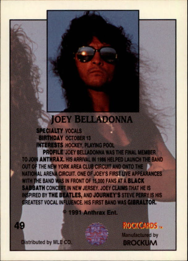 1991 Brockum Rock Cards #49 Joey Belladonna back image