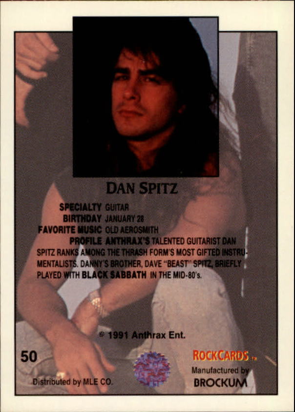 1991 Brockum Rock Cards #50 Dan Spitz back image