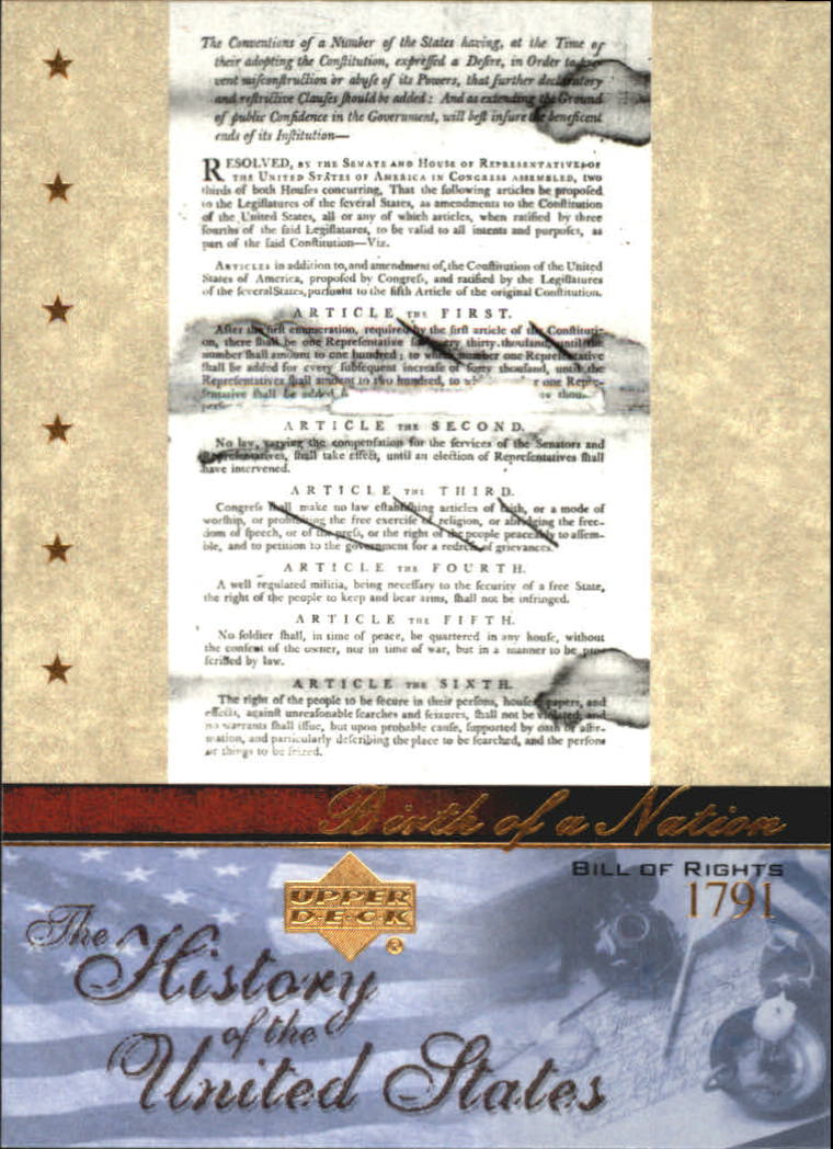 2004 Upper Deck History of the United States #BN9 Bill of Rights
