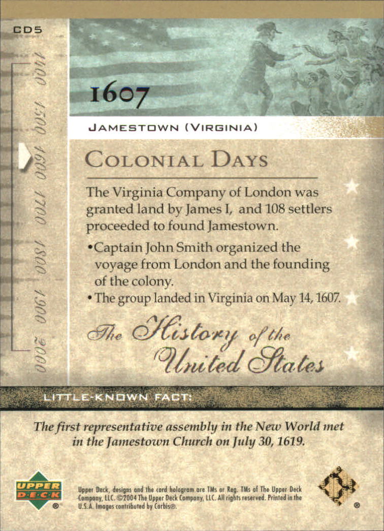 2004 Upper Deck History of the United States #CD5 Jamestown (Virginia ...