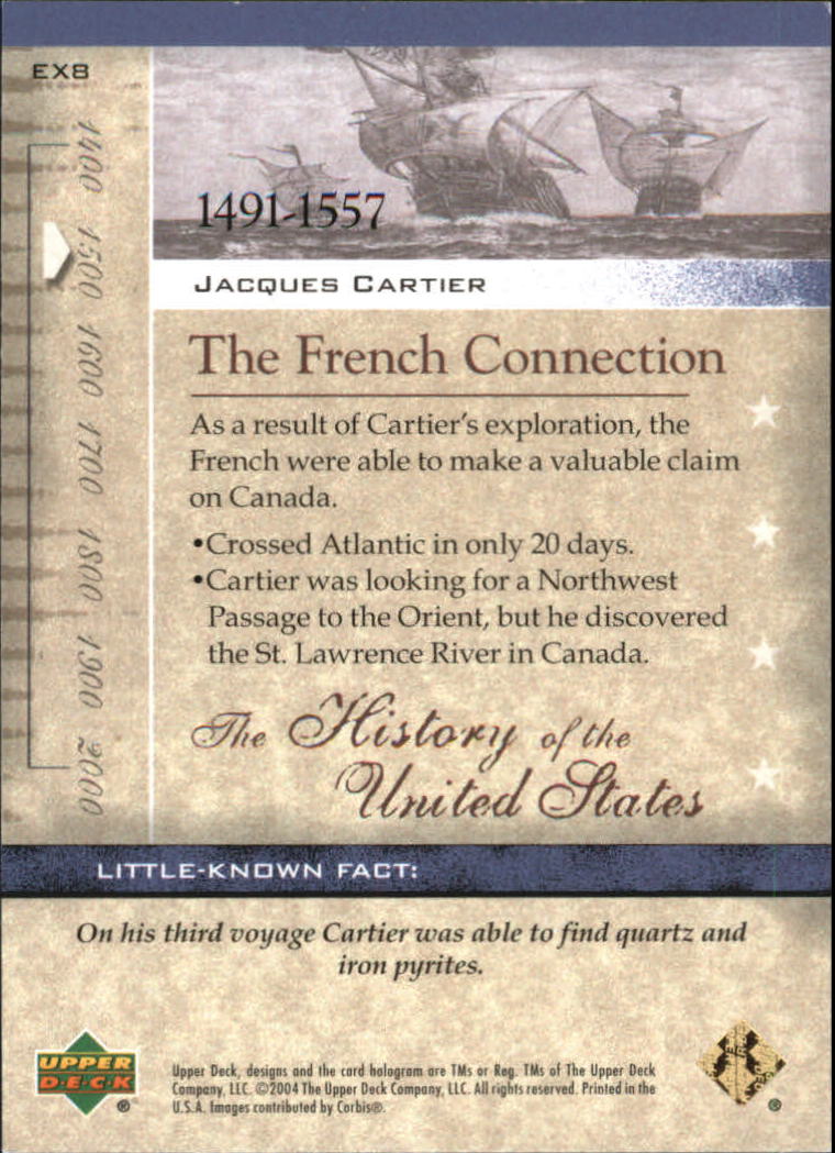 2004 Upper Deck History of the United States #EX8 Jacques Cartier back image