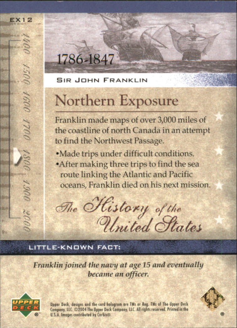 2004 Upper Deck History of the United States #EX12 Sir John Franklin back image