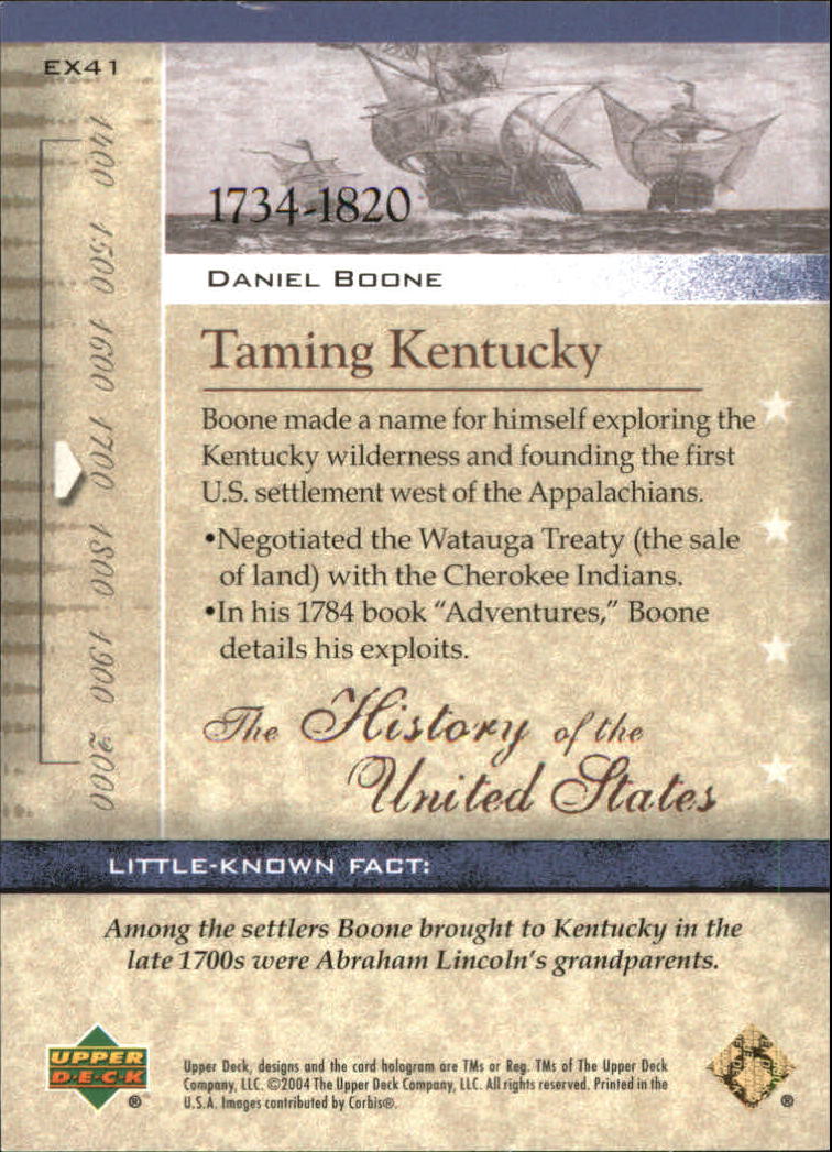 2004 Upper Deck History of the United States #EX41 Daniel Boone back image