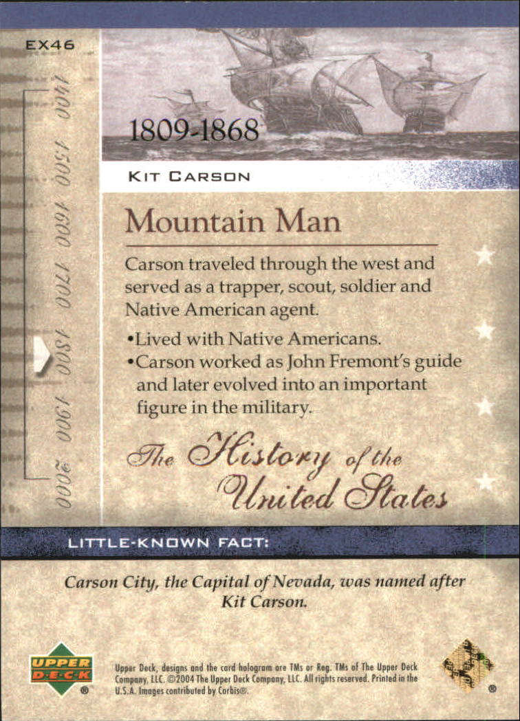 2004 Upper Deck History of the United States #EX46 Kit Carson back image