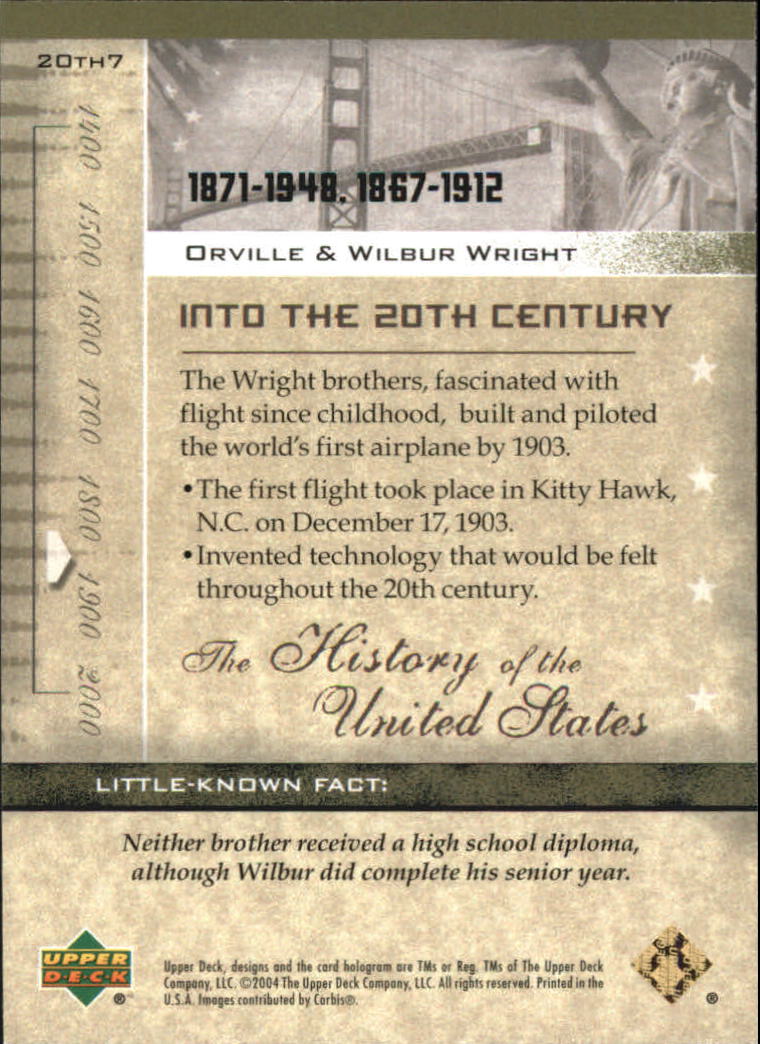 2004 Upper Deck History of the United States #20th7 Orville and Wilbur ...