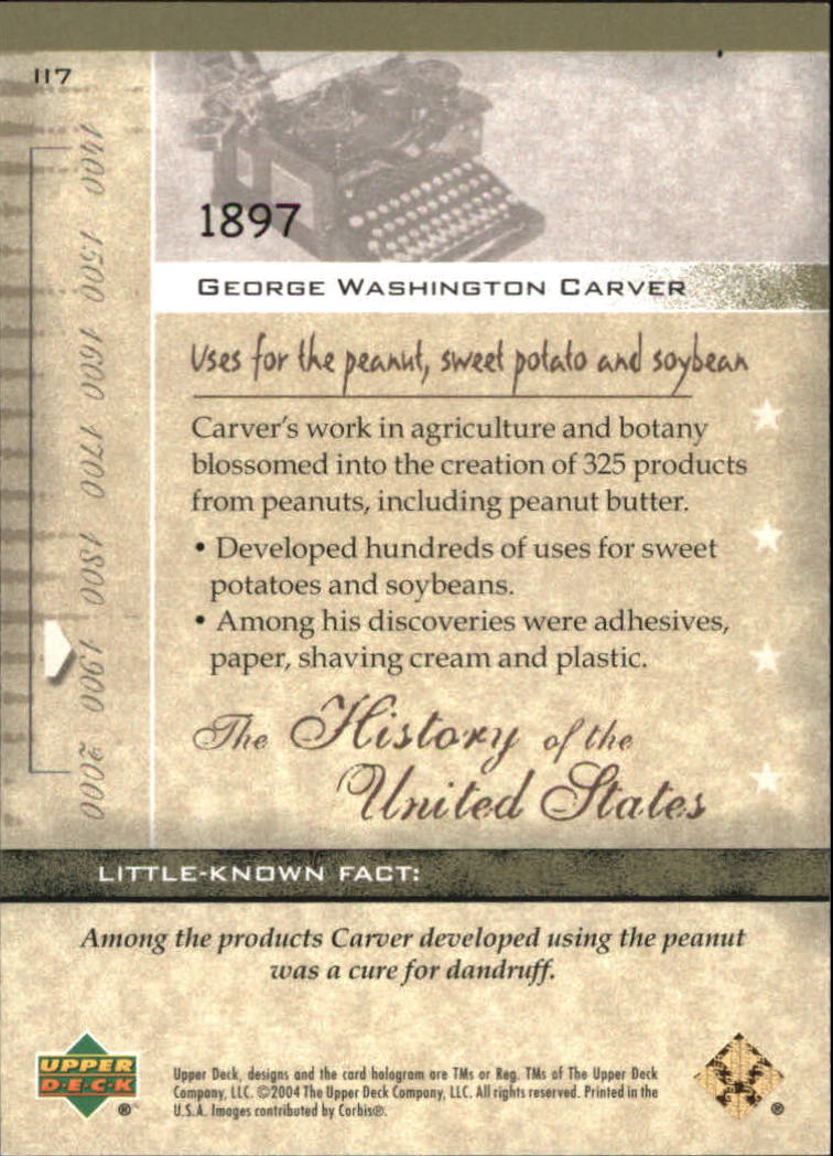 2004 Upper Deck History of the United States #II7 George Washington Carver back image