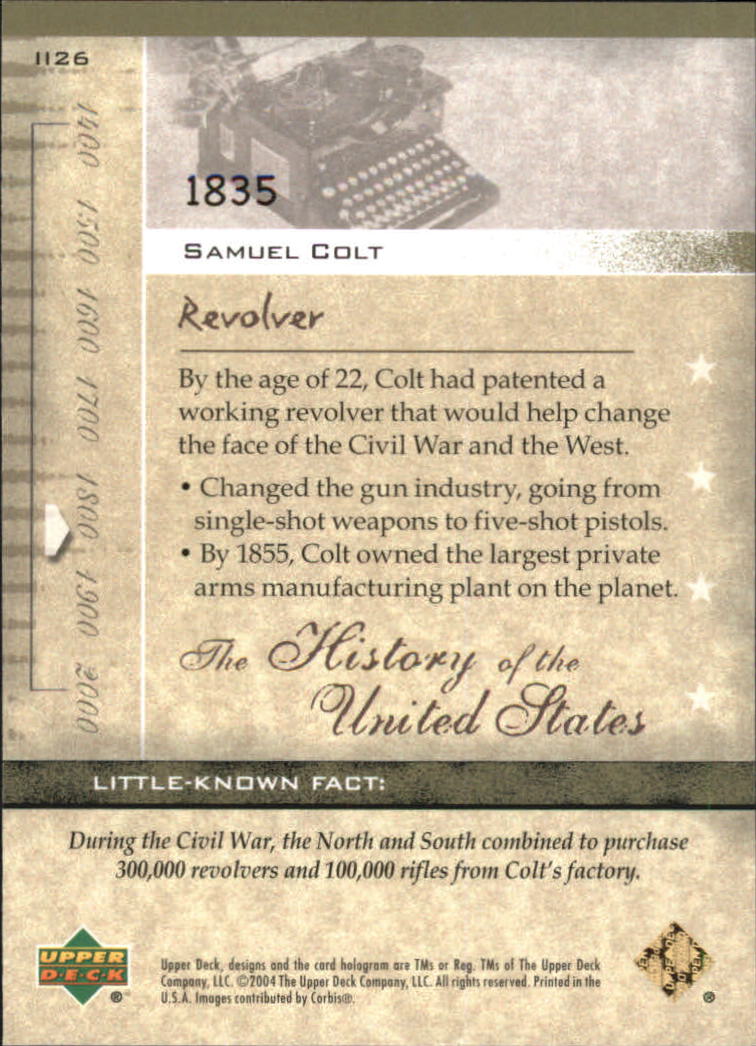 2004 Upper Deck History of the United States #II26 Samuel Colt back image