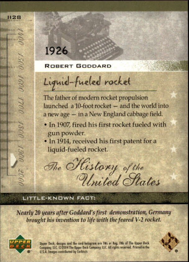 2004 Upper Deck History of the United States #II28 Robert Goddard back image
