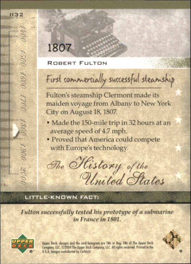 2004 Upper Deck History of the United States #II32 Robert Fulton back image