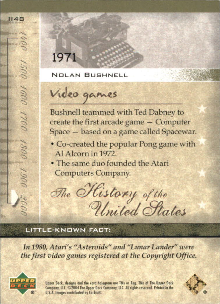 2004 Upper Deck History of the United States #II48 Nolan Bushnell back image