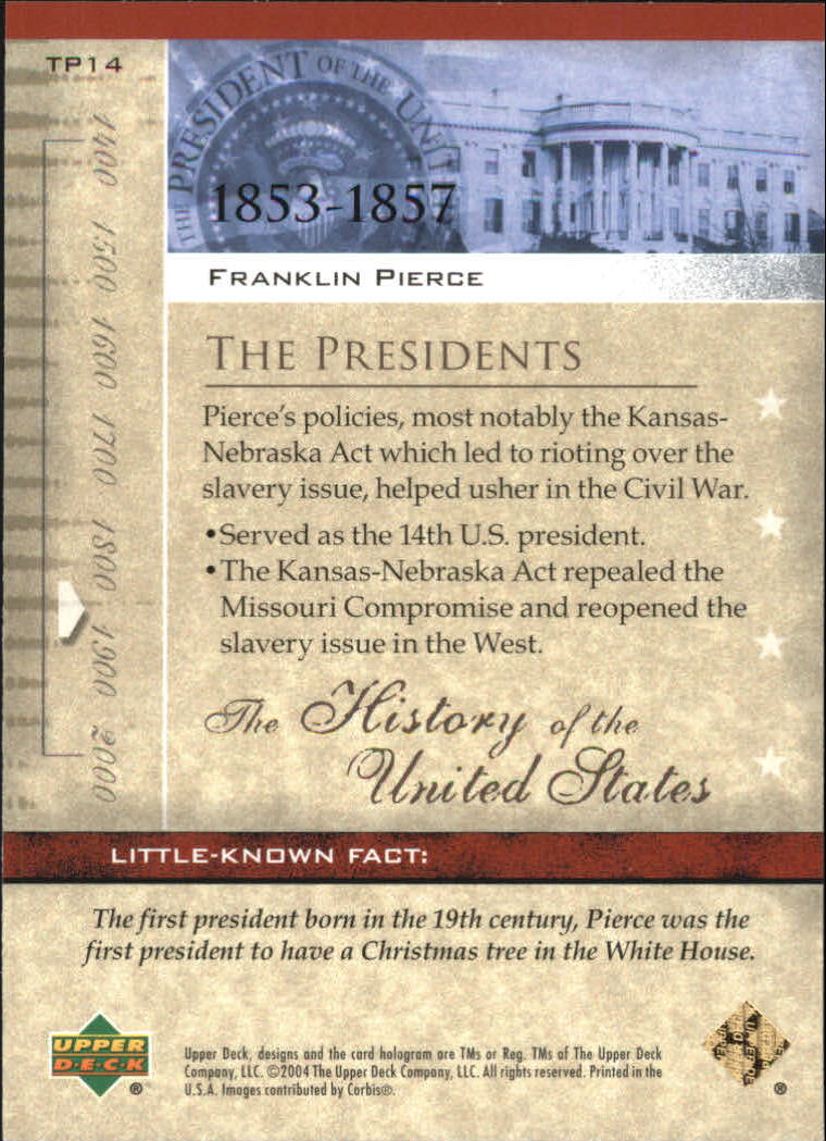 2004 Upper Deck History of the United States #TP14 Franklin Pierce back image