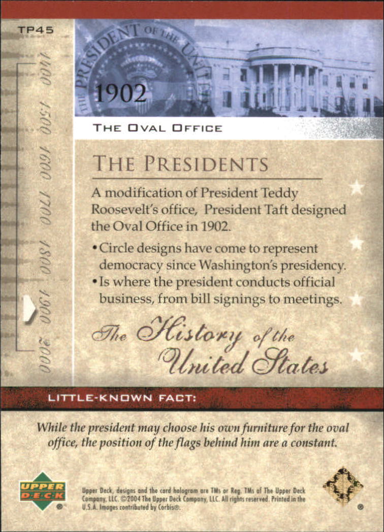 2004 Upper Deck History of the United States #TP45 The Oval Office back image