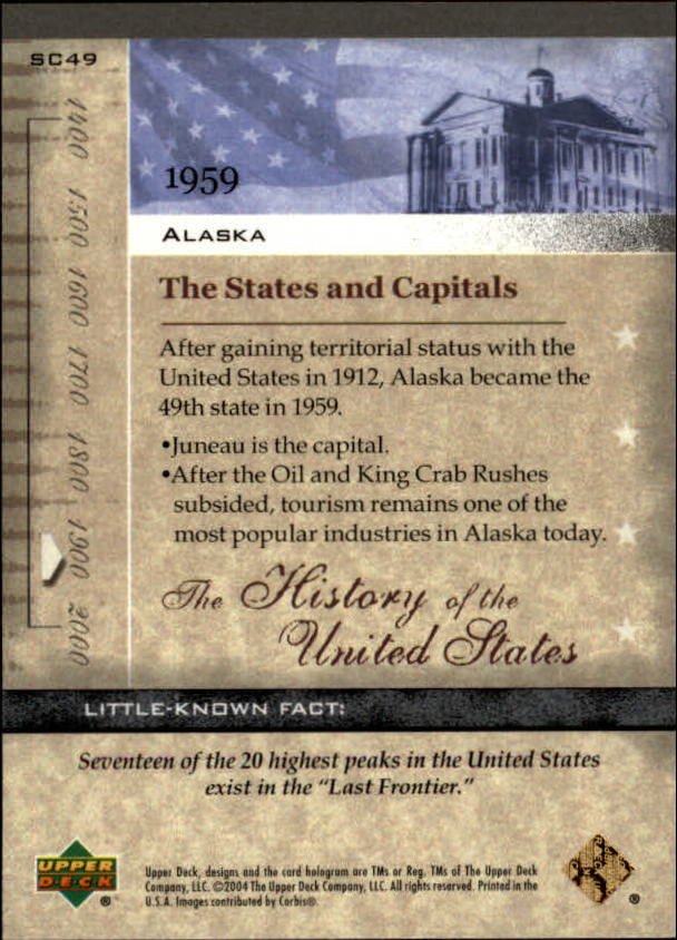 2004 Upper Deck History of the United States #SC49 Alaska - NM-MT