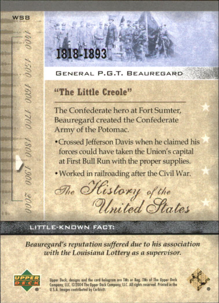 2004 Upper Deck History of the United States #WS8 General P.G.T ...