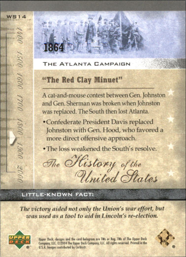 2004 Upper Deck History of the United States #WS14 The Atlanta Campaign back image