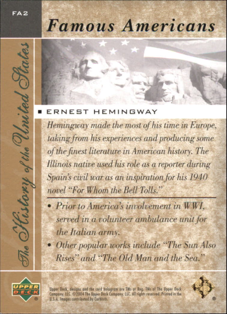 2004 Upper Deck History of the United States Famous Americans #FA2 ...