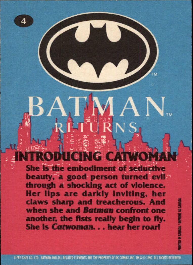 1992 O-Pee-Chee Batman Returns #4 Introducing Catwoman back image