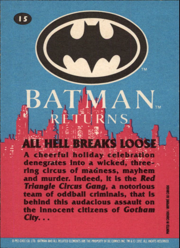 1992 O-Pee-Chee Batman Returns #15 All Hell Breaks Loose back image